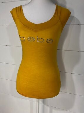 VINTAGE 2B Bebe Yellow Scoop Neck, made in the USA